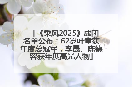《乘风2025》成团名单公布：62岁叶童获年度总冠军，李晟、陈德容获年度高光人物