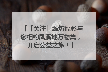 「关注」潍坊福彩与您相约凤溪地万物集，开启公益之旅！