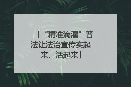 “精准滴灌”普法让法治宣传实起来、活起来