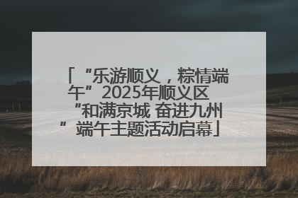 “乐游顺义，粽情端午”2025年顺义区“和满京城 奋进九州”端午主题活动启幕