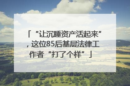 “让沉睡资产活起来”，这位85后基层法律工作者“打了个样”