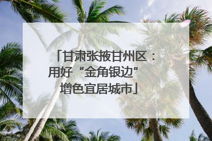 甘肃张掖甘州区：用好“金角银边” 增色宜居城市
