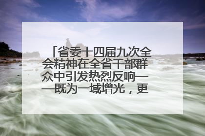省委十四届九次全会精神在全省干部群众中引发热烈反响——既为一域增光，更为全局添彩