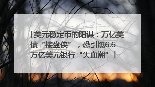 美元稳定币的阳谋：万亿美债“接盘侠”，恐引爆6.6万亿美元银行“失血潮”