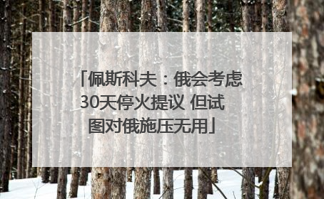 佩斯科夫：俄会考虑30天停火提议 但试图对俄施压无用