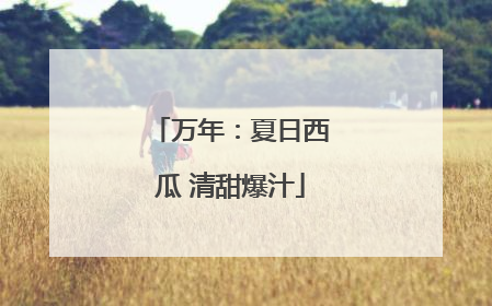 万年：夏日西瓜 清甜爆汁