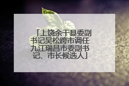 上饶余干县委副书记吴松跨市调任九江瑞昌市委副书记、市长候选人