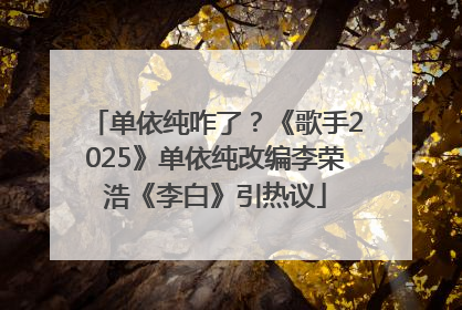 单依纯咋了？《歌手2025》单依纯改编李荣浩《李白》引热议