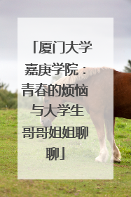 厦门大学嘉庚学院：青春的烦恼 与大学生哥哥姐姐聊聊