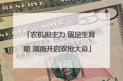 农机担主力 留足生育期 湖南开启双抢大幕
