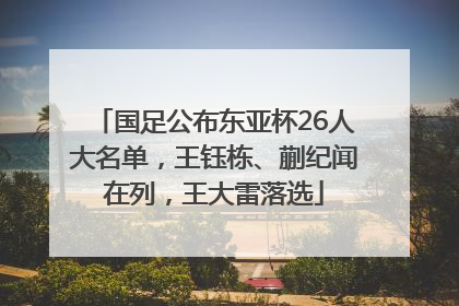 国足公布东亚杯26人大名单，王钰栋、蒯纪闻在列，王大雷落选