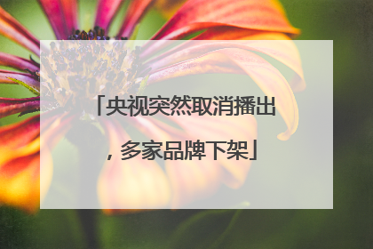 央视突然取消播出，多家品牌下架