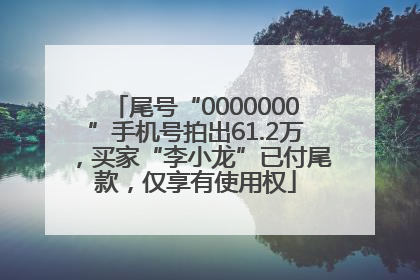 尾号“0000000”手机号拍出61.2万，买家“李小龙”已付尾款，仅享有使用权