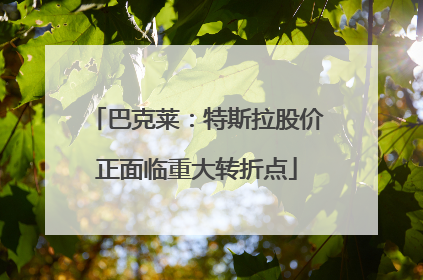 巴克莱：特斯拉股价正面临重大转折点