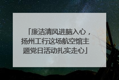 廉洁清风进脑入心，扬州工行这场航空馆主题党日活动扎实走心