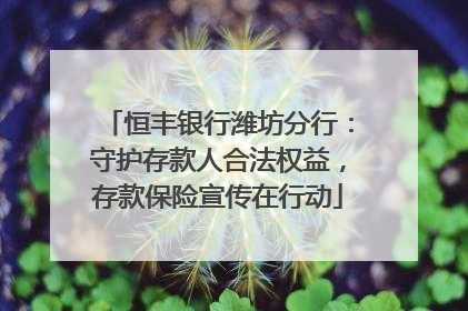 恒丰银行潍坊分行：守护存款人合法权益，存款保险宣传在行动