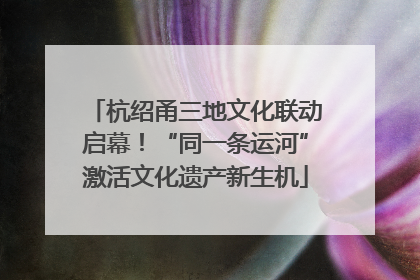杭绍甬三地文化联动启幕！“同一条运河”激活文化遗产新生机