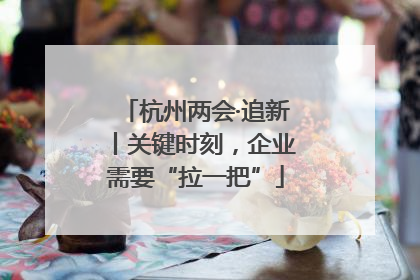 杭州两会·追新丨关键时刻，企业需要“拉一把”