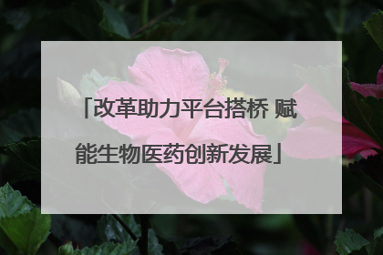 改革助力平台搭桥 赋能生物医药创新发展
