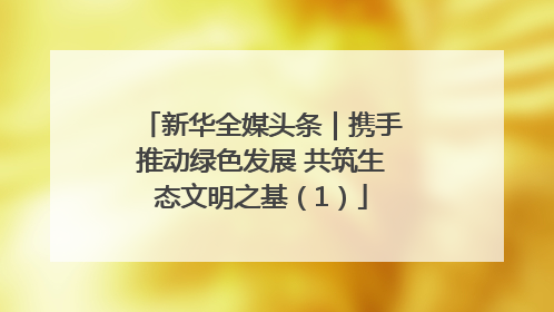 新华全媒头条｜携手推动绿色发展 共筑生态文明之基（1）