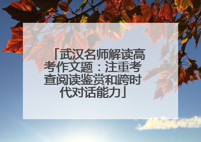 武汉名师解读高考作文题：注重考查阅读鉴赏和跨时代对话能力