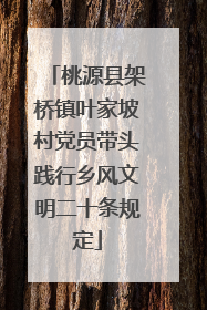 桃源县架桥镇叶家坡村党员带头践行乡风文明二十条规定