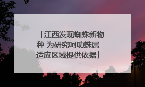 江西发现蜘蛛新物种 为研究呵叻蛛属适应区域提供依据