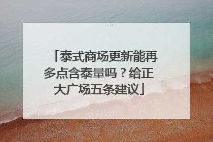 泰式商场更新能再多点含泰量吗？给正大广场五条建议