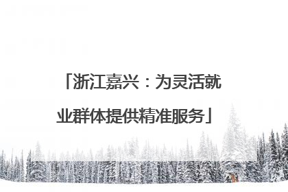 浙江嘉兴：为灵活就业群体提供精准服务