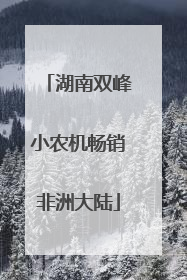 湖南双峰小农机畅销非洲大陆