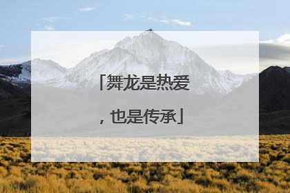 舞龙是热爱，也是传承