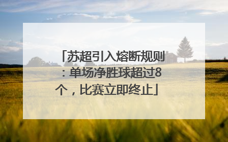 苏超引入熔断规则：单场净胜球超过8个，比赛立即终止
