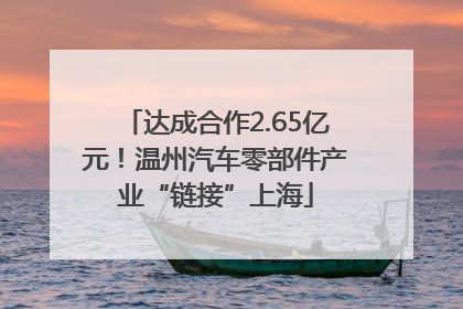 达成合作2.65亿元！温州汽车零部件产业“链接”上海