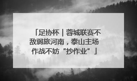 足协杯｜蓉城联赛不敌弱旅河南，泰山主场作战不妨“抄作业”
