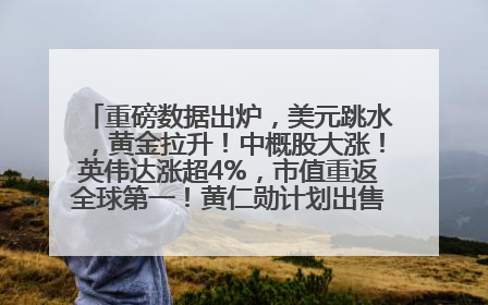 重磅数据出炉，美元跳水，黄金拉升！中概股大涨！英伟达涨超4%，市值重返全球第一！黄仁勋计划出售至多600万股股票