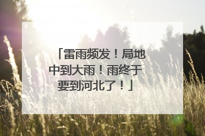 雷雨频发！局地中到大雨！雨终于要到河北了！