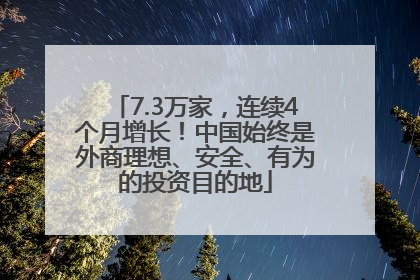 7.3万家，连续4个月增长！中国始终是外商理想、安全、有为的投资目的地